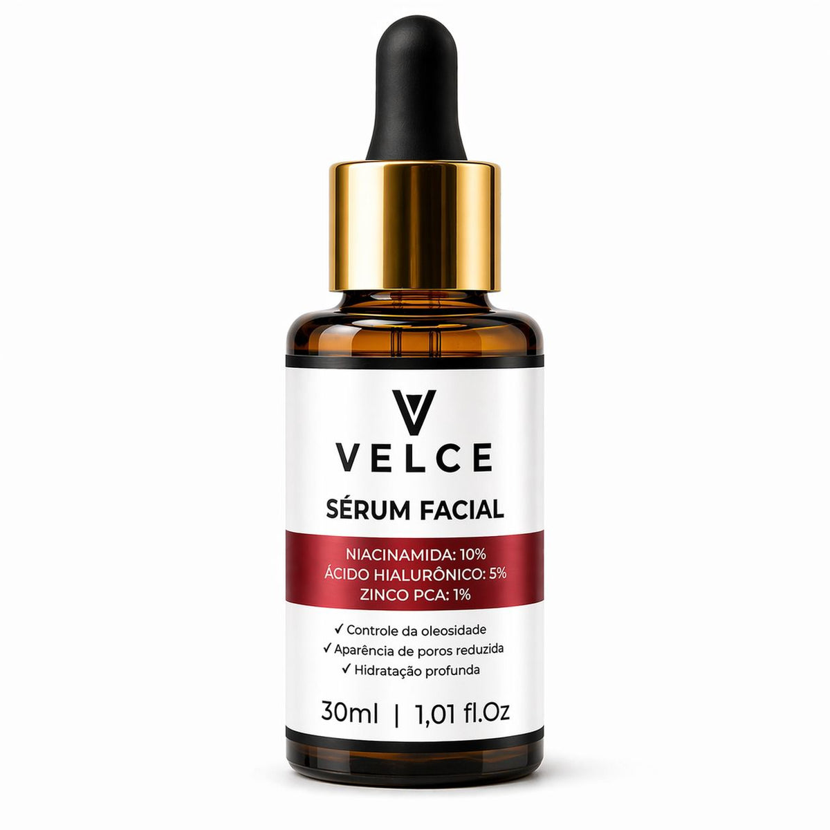 Sérum Facial Velce – Niacinamida 10% + Hialurônico 5% + Zinco PCA 1%