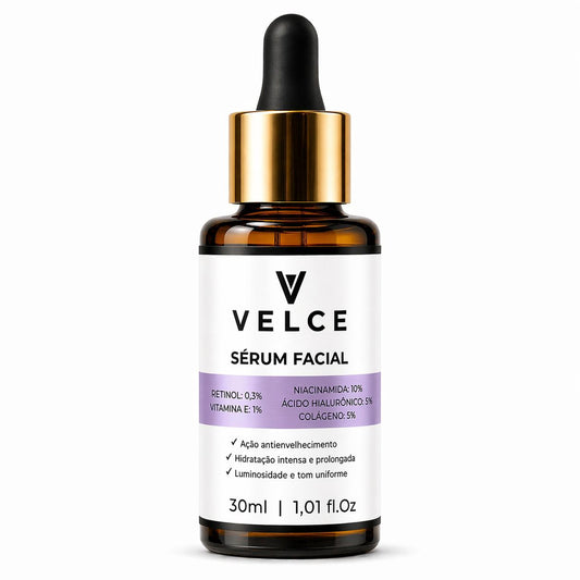 Sérum Facial Velce 5 em 1 – Retinol, Niacinamida, Hialurônico, Colágeno e Vitamina E