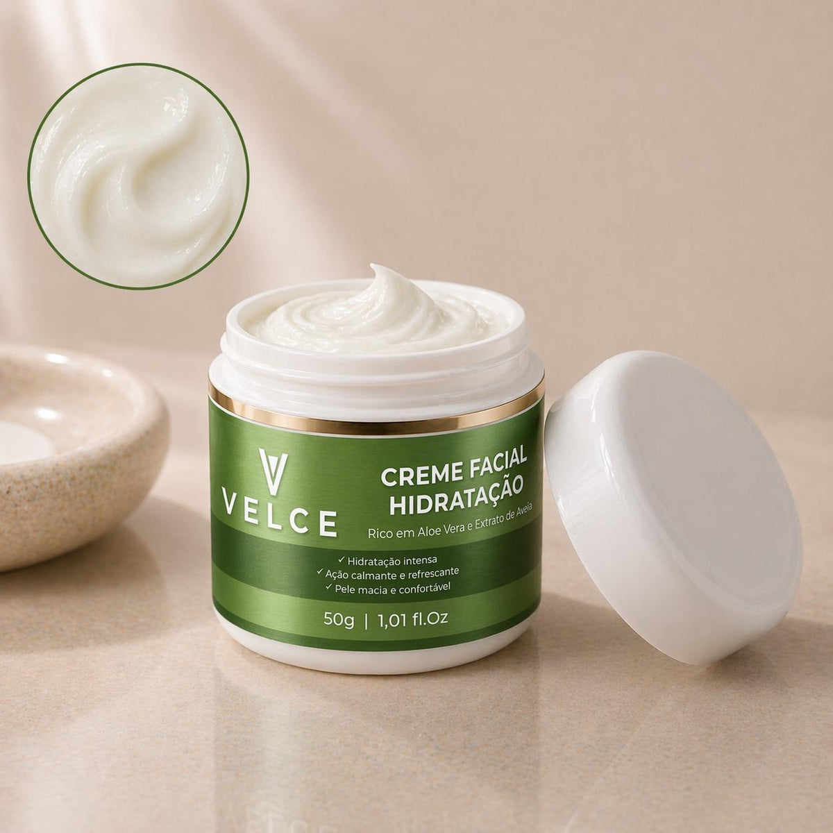 Creme Facial Aloe Vera e Extrato de Aveia