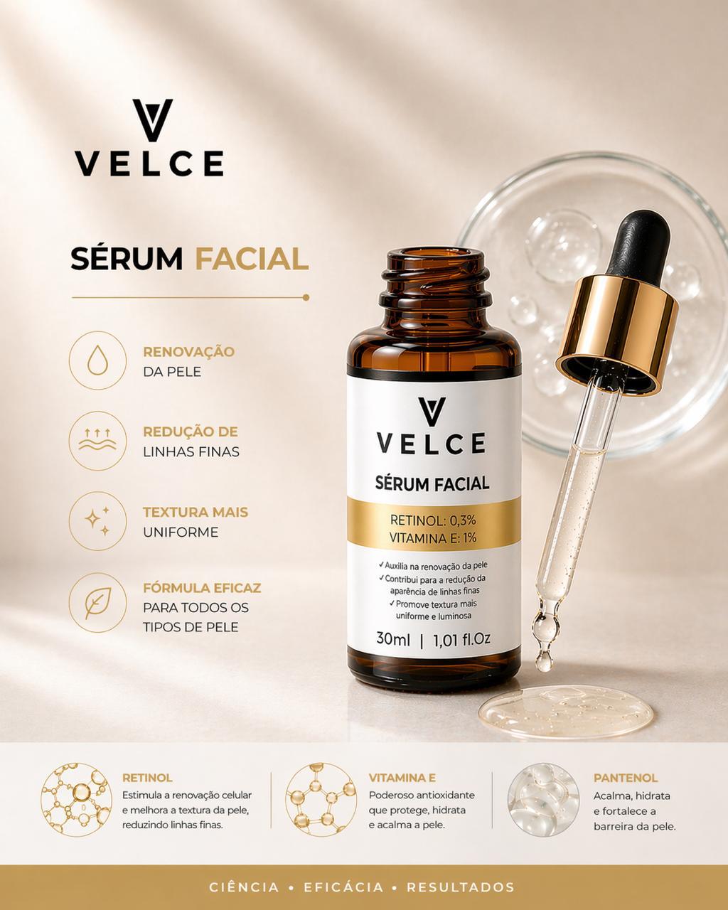 Sérum Facial Velce – Retinol 0,3% + Vitamina E 1%
