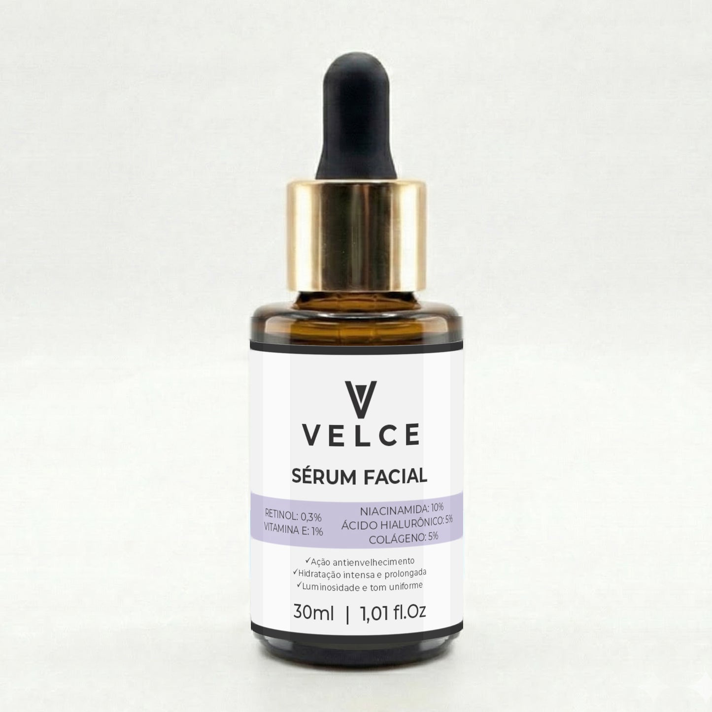 Sérum Facial Velce 5 em 1 – Retinol, Niacinamida, Hialurônico, Colágeno e Vitamina E